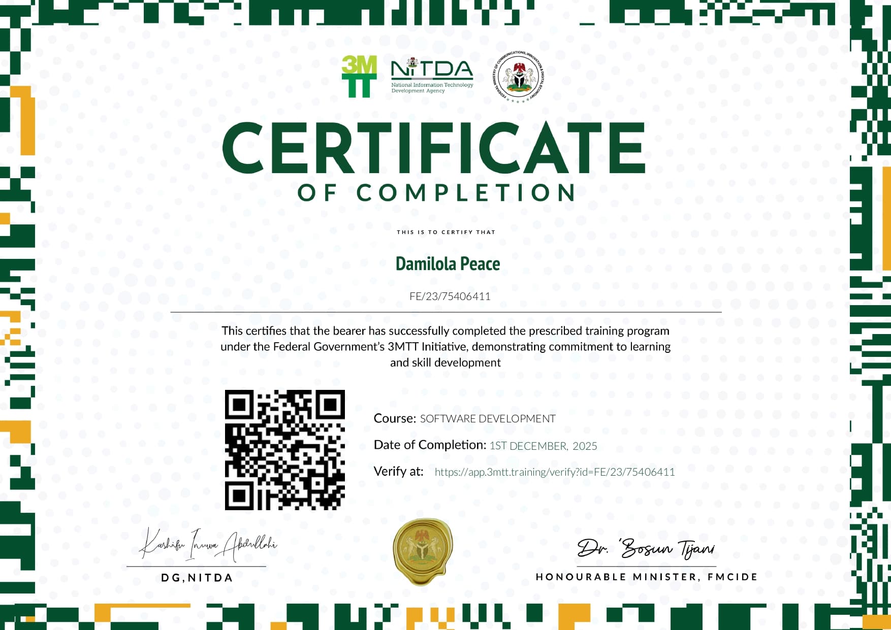 Software Development certificate